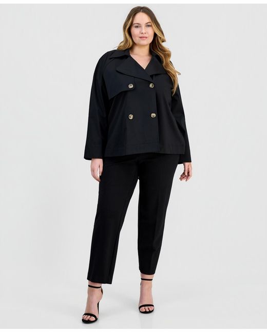 Anne Klein Essentials Black Plus Size Double-breasted Blazer