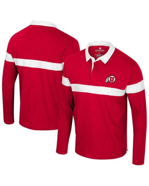 Colosseum Athletics Red Utah Utes Too Cool For School Long Sleeve Polo Shirt for men