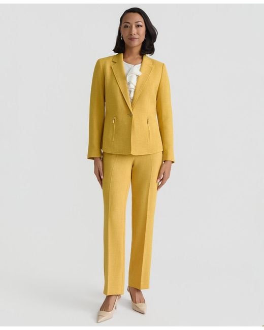 Kasper Yellow Petite Blend One-button Jacket