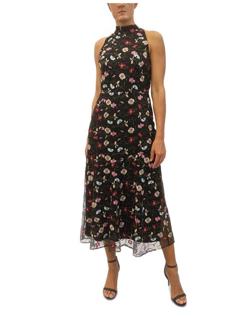 Sam Edelman Black High-neck Embroidered Maxi Dress