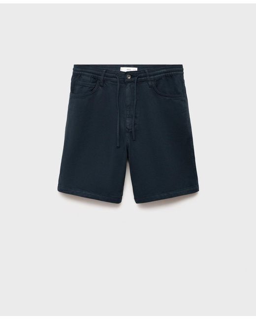 Mango Blue Denim Drawstring Shorts for men