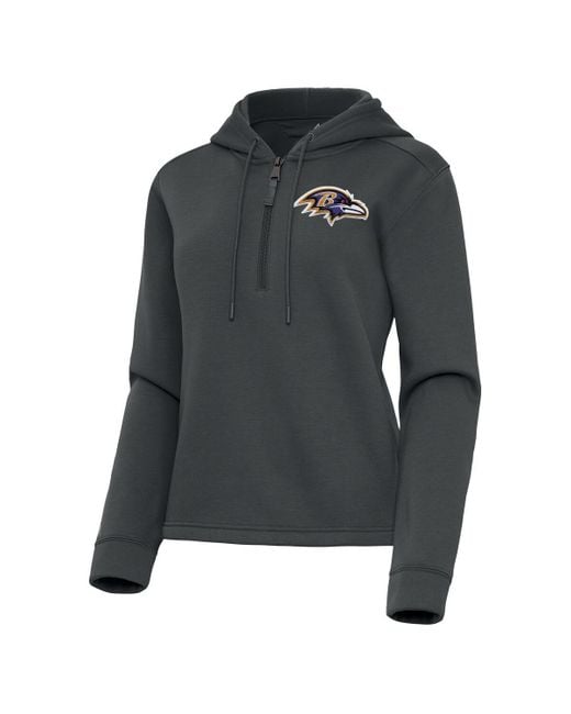 Antigua Black Baltimore Ravens Contemporary Quarter-zip Hoodie