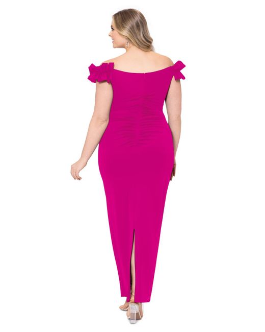 Xscape Pink Plus Size Off-the-shoulder Sheath Dress