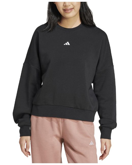 Adidas Black Essentials Crewneck Small-logo Sweatshirt