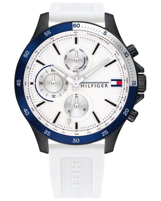 Tommy Hilfiger Chronograph White Silicone Watch 46mm, Created for Men - Lyst