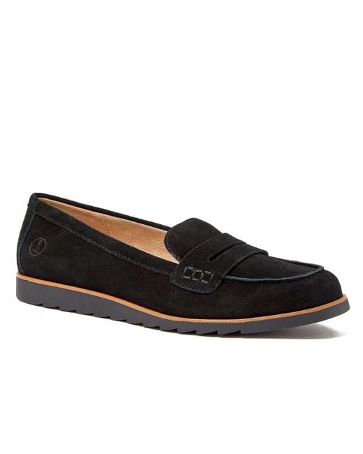 Lands' End Women's Black Comfort Lug Sole Suede Loafers