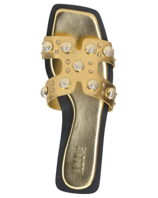 INC International Concepts Metallic Peeta Stud Flat Sandals