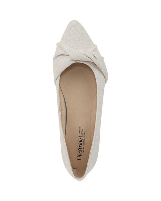 LifeStride White Palm Pointed Toe Ballerina Flats
