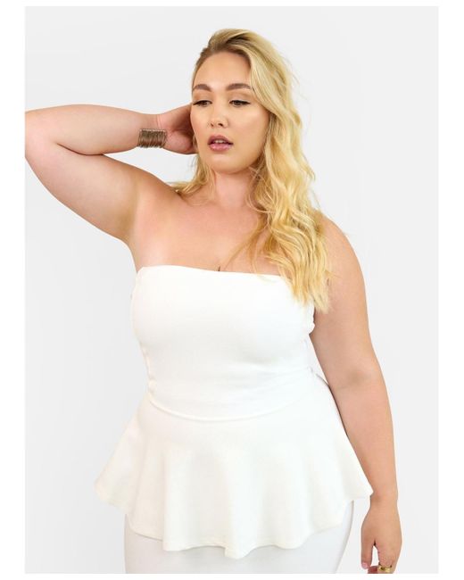 Rebdolls White Plus Size Peplum Top