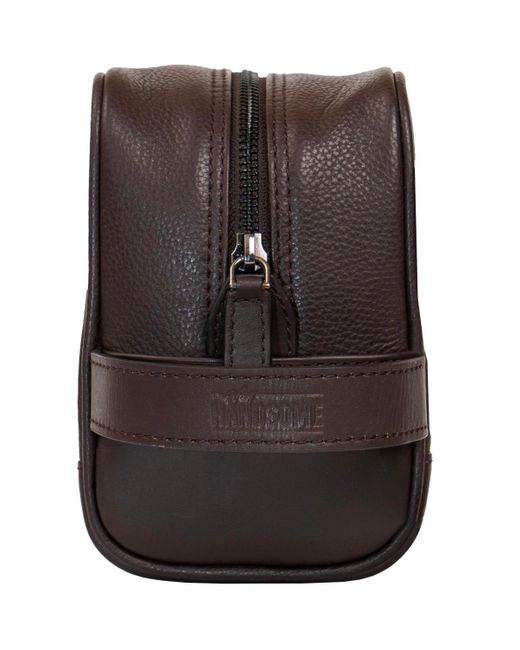 Boarding Pass Brown The Hey Handsome Pebble Grain Genuine Leather Toiletry Dopp Kit
