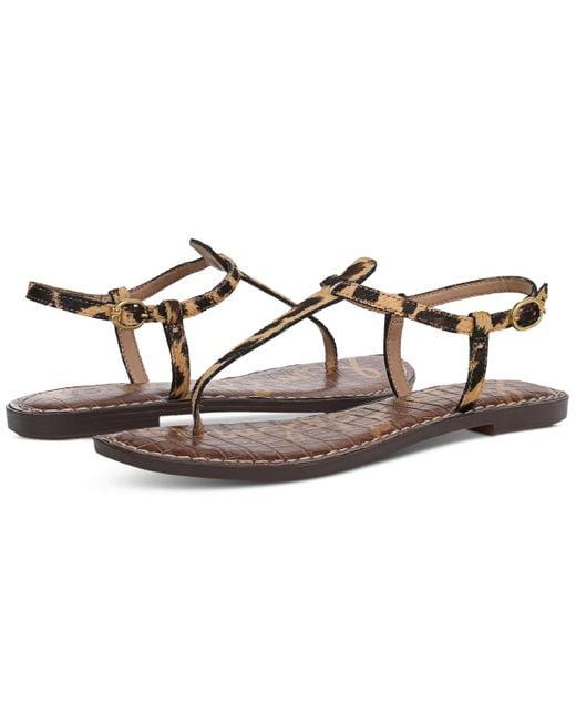 Sam Edelman Brown Gigi T-strap Flat Sandals