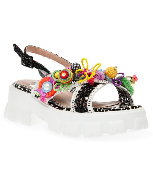 Betsey Johnson Multicolor Graysen Embellished Platform Lug-sole Sandals