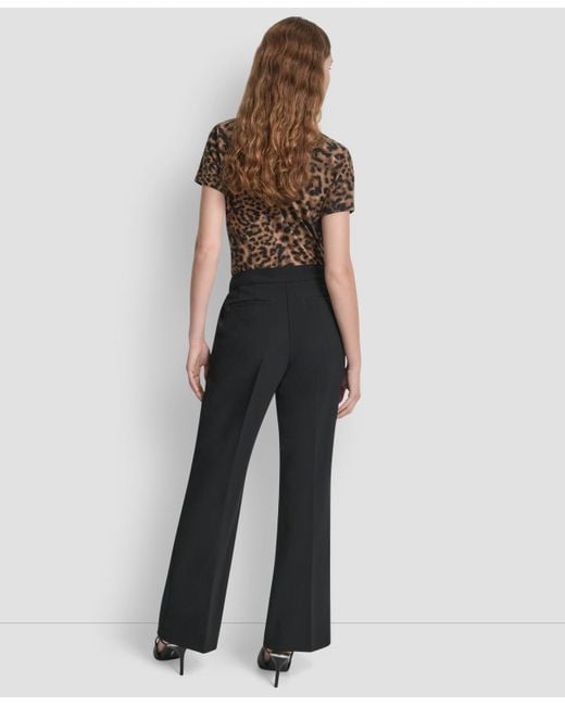 DKNY Black Double Weave Wide Leg Pants