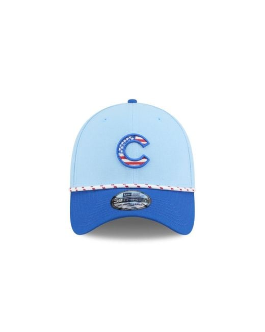 KTZ Light Blue/blue Chicago Cubs 2025 Fourth Of July 39thirty Flex Hat for men