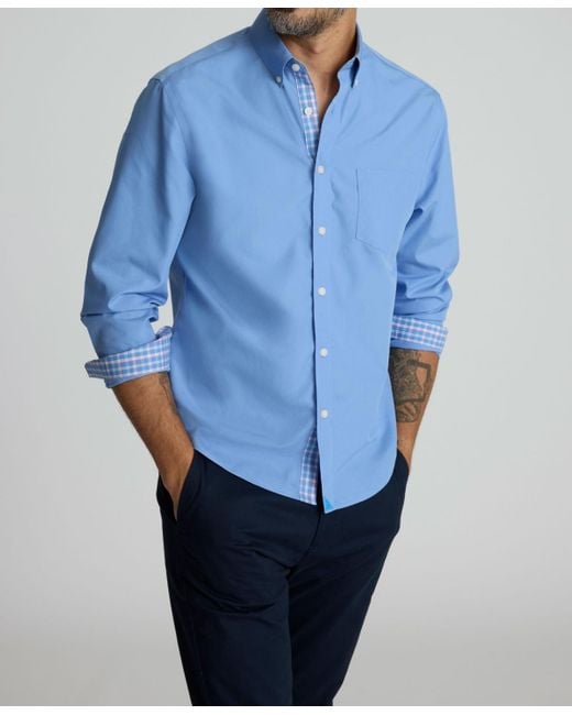 UNTUCKit Blue Regular Fit Wrinkle-free Kaiser Button Up Shirt for men