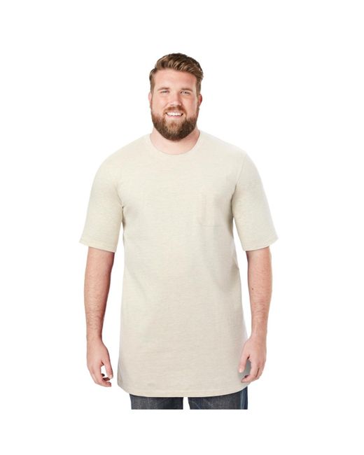 Boulder Creek Gray Big & Tall By Kingsize Heavyweight Longer-length Pocket Crewneck T-shirt for men
