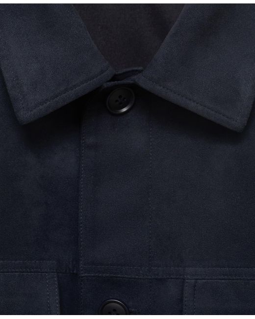 Mango Blue Suede Leather-effect Overshirt for men