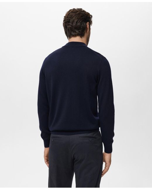 Mango Blue Wool Turtleneck Sweater for men