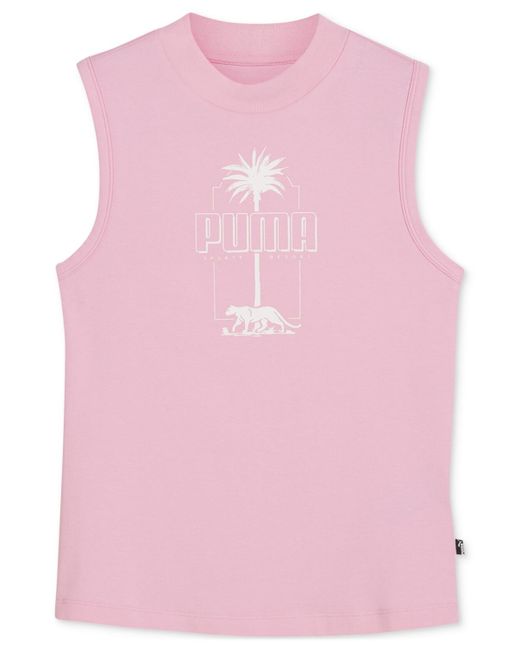 PUMA Pink Palm Resort Sleeveless Tank Top