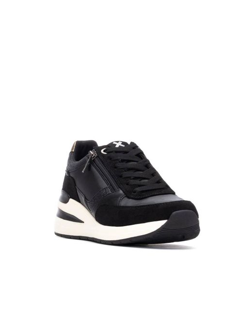 Xti Black Wedge Sneakers By