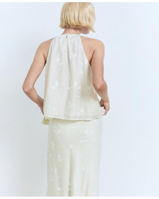 Mango White Knot Detail Halter-neck Top