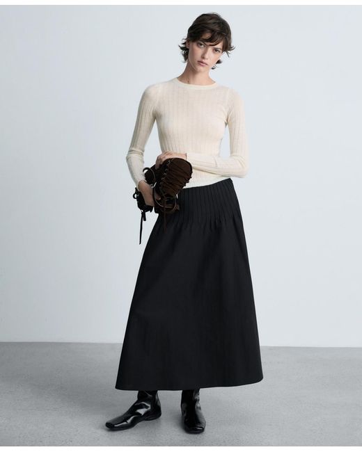 Mango Black Ribbed Round Neck Sweater