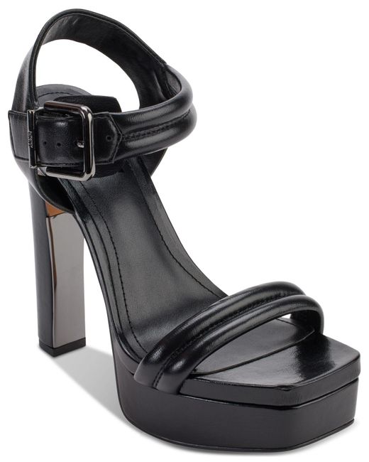DKNY Jaysha Buckled Anklestrap Platform Dress Sandals in Black Lyst