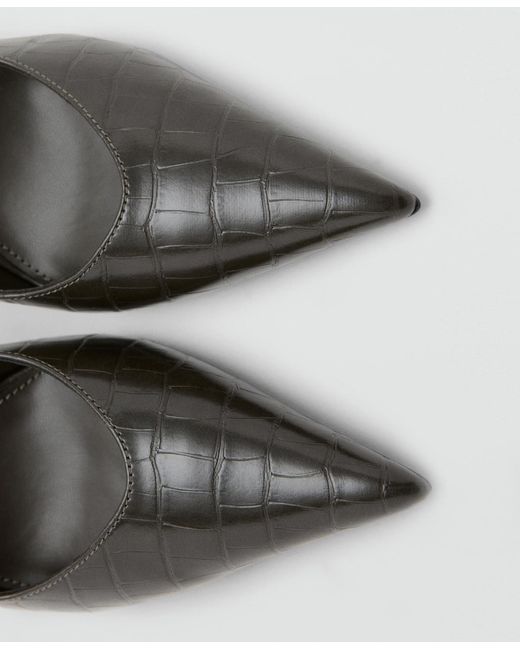 Mango Black Croc-effect Heeled Shoes