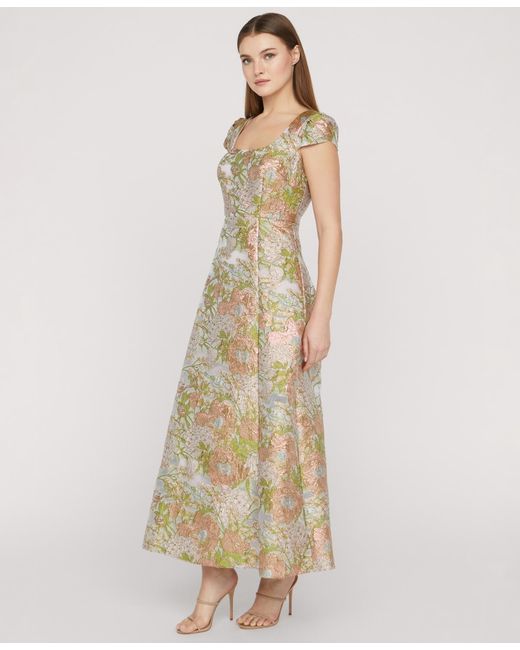JS Collections Natural Ruthanne Tulip-petal-sleeve Ankle Gown