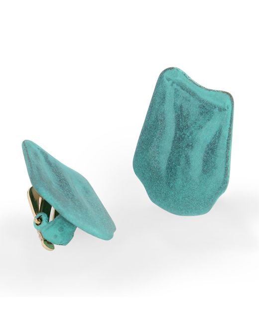 Robert Lee Morris Blue Turquoise Textured Petal Clip-on Earrings