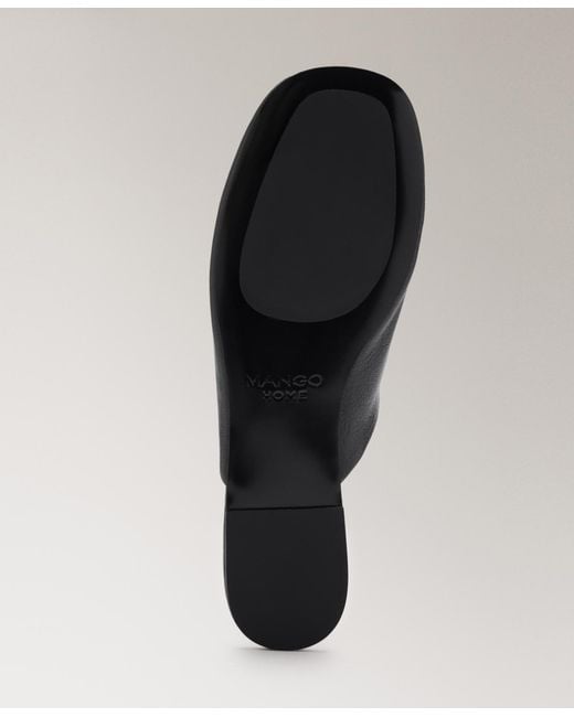 Mango White Leather Mule Slippers