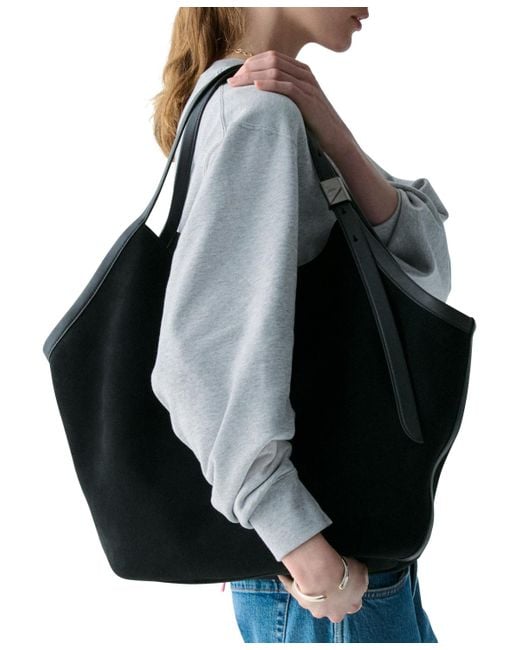 Kate Spade Black Deco Extra Large Suede Tulip Tote Bag