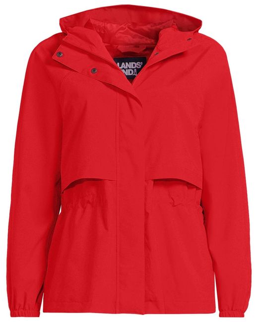 Lands' End Red Squall Packable Rain Jacket