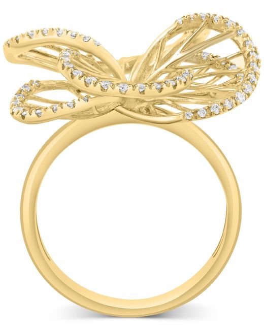 Effy Metallic Effy Diamond Border Openwork Flower Statement Ring (3/8 Ct. T.w.