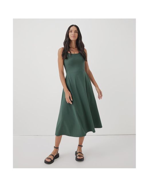 Pact Green Organic Cotton Fit & Flare Midi Dress