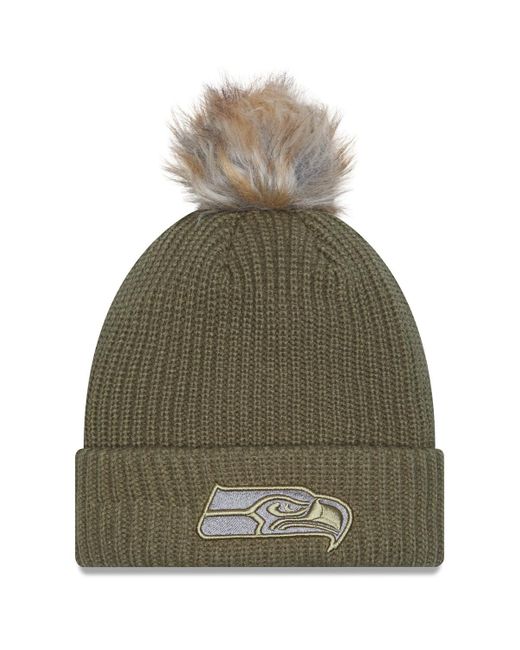 KTZ Green Seattle Seahawks 2025 Salute To Service Cuffed Pom