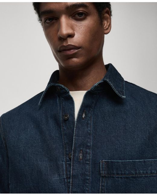 Mango Blue Regular-fit Denim Overshirt for men