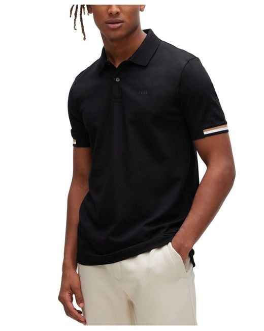 BOSS by HUGO BOSS Rubberized Logo Slimfit Polo Shirt in Black for Men