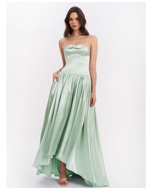 Miss Circle Green Lael Back Button Trailing Gown