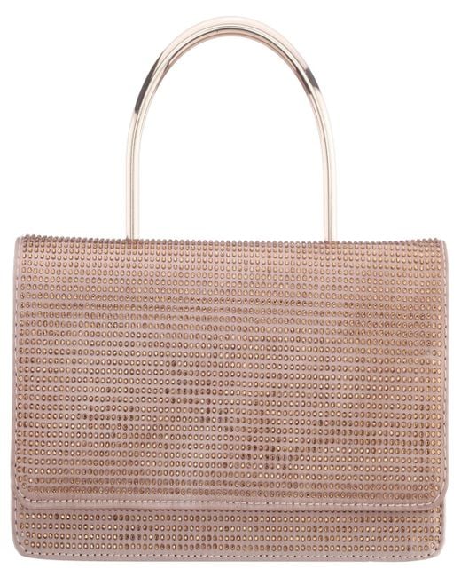Nina Brown Elongated Crystal Magnetic Snap Satchel Bag