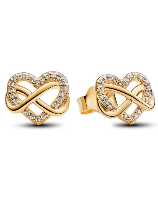 Pandora Metallic Sparkling Infinity Heart Stud Earrings