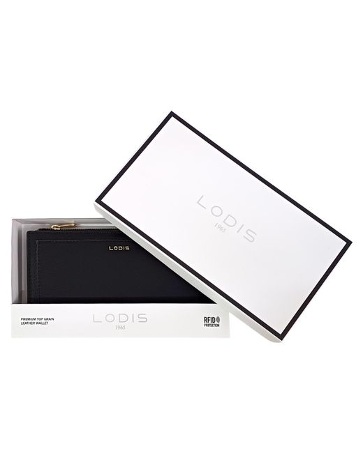 Lodis Black Deluxe Leather Zip Around Wallet