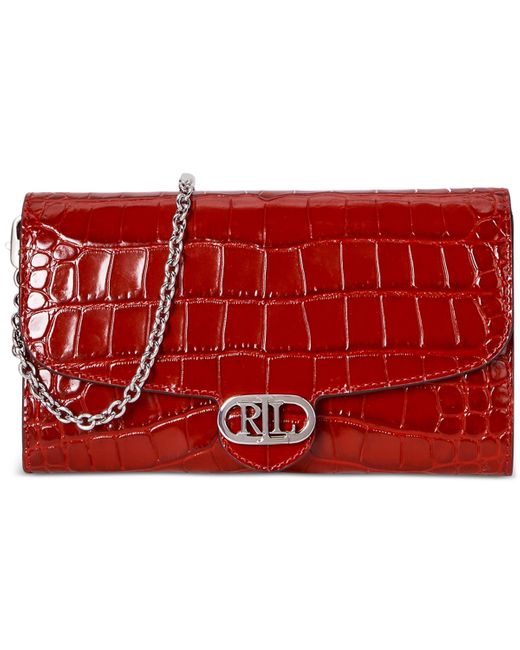 Ralph Lauren Black Adair Croc-embossed Leather Small Crossbody