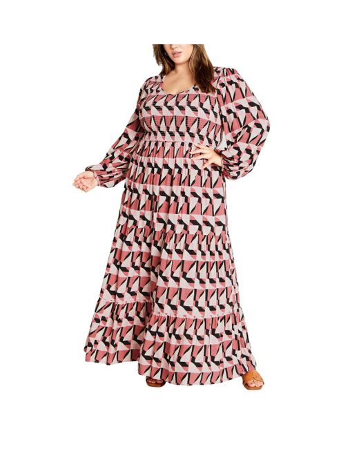 City Chic Red Plus Size Jayden Print Maxi Dress