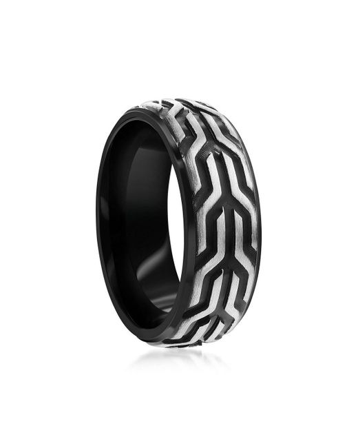 Metallo Black Stainless Steel Designed Ring for men