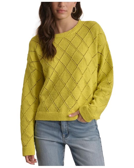 DKNY Yellow Diamond-shaped Pointelle Sweater
