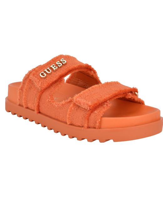 【国内発送】GUESS＊Fabulon Two Strap Sporty Footbed Sandals Fabulon Two-Strap Slides | GUESS Canada