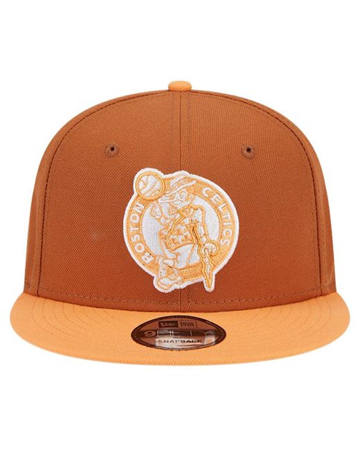 KTZ Brown/orange Boston Celtics 2-tone Color Pack 9fifty Snapback Hat for men