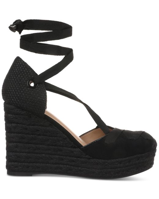 INC International Concepts Black Merryy Espadrille Wedge Sandals