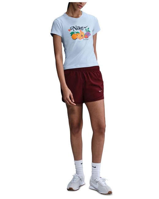 Nike White Graphic Cropped Slim-fit Crewneck T-shirt